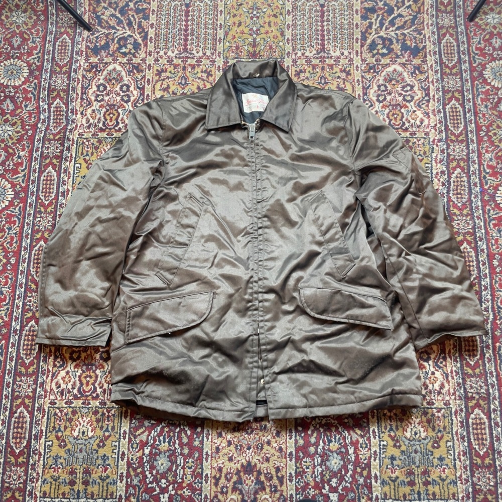 VTG 70s Golden Fleece Industrial Yukon Zip Jacket 50 USA Water‎ Resistant Brown